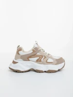 Pantofi sport dama bej din piele ecologica si material textil Nuzia