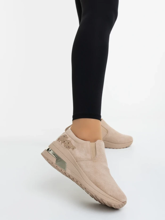 Pantofi sport dama bej din material textil Zaruka