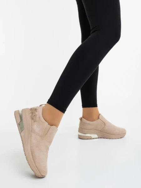 Pantofi sport dama bej din material textil Zaruka