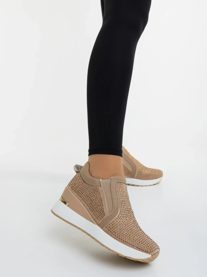Pantofi sport dama bej din material textil Lovara