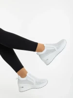 Pantofi sport dama albi din material textil Lovara