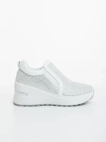 Pantofi sport dama albi din material textil Lovara
