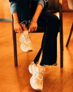 Pantofi sport dama bej din piele ecologica si material textil Lotiva