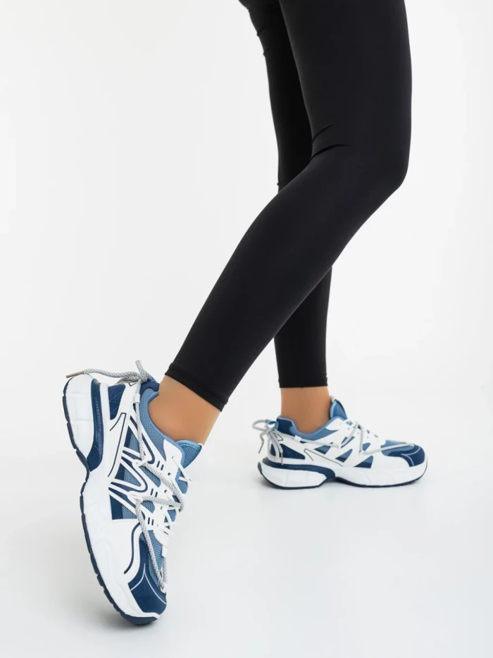 Pantofi sport dama albastri din piele ecologica si material textil Lotiva
