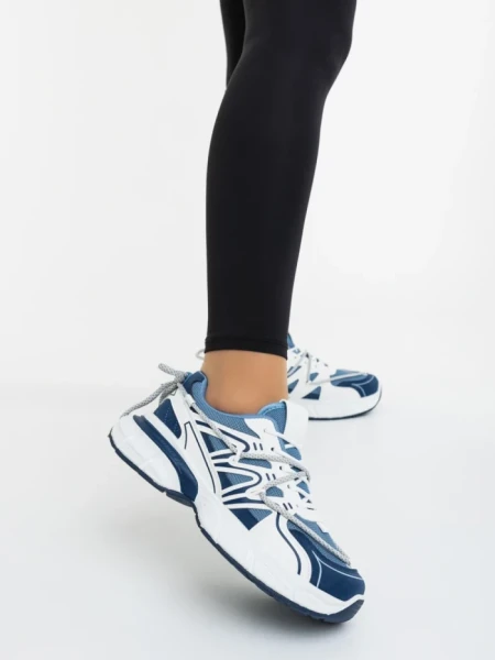 Pantofi sport dama albastri din piele ecologica si material textil Lotiva