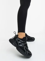 Pantofi sport dama negri din piele ecologica si material textil Lotiva