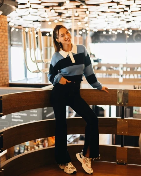 Pantofi sport dama albi cu roz din piele ecologica si material textil Zehara