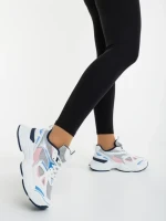 Pantofi sport dama albi cu roz din piele ecologica si material textil Zehara