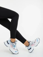 Pantofi sport dama albi cu roz din piele ecologica si material textil Zehara