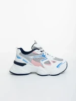 Pantofi sport dama albi cu roz din piele ecologica si material textil Zehara