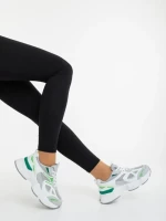 Pantofi sport dama albi cu verde din piele ecologica si material textil Zehara