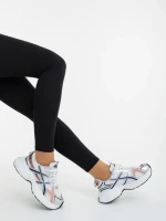 Pantofi sport dama albi cu roz din piele ecologica si material textil Elle