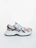 Pantofi sport dama albi cu roz din piele ecologica si material textil Elle