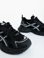 Pantofi sport dama negri din piele ecologica si material textil Elle