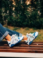 Pantofi sport dama albastri cu roz din piele ecologica Osiana