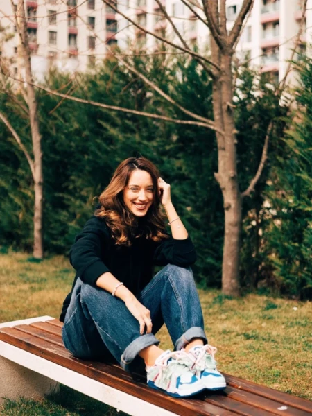 Pantofi sport dama albastri cu roz din piele ecologica Osiana