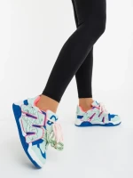 Pantofi sport dama albastri cu roz din piele ecologica Osiana