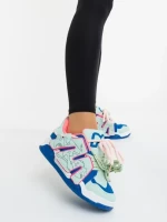 Pantofi sport dama albastri cu roz din piele ecologica Osiana