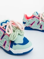 Pantofi sport dama albastri cu roz din piele ecologica Osiana