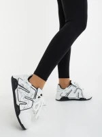 Pantofi sport dama albi cu negru din piele ecologica Osiana