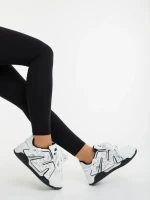 Pantofi sport dama albi cu negru din piele ecologica Osiana