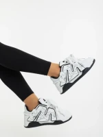 Pantofi sport dama albi cu negru din piele ecologica Osiana