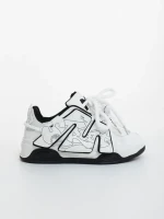 Pantofi sport dama albi cu negru din piele ecologica Osiana