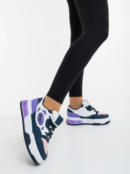 Pantofi sport dama mov cu alb din piele ecologica Aresia