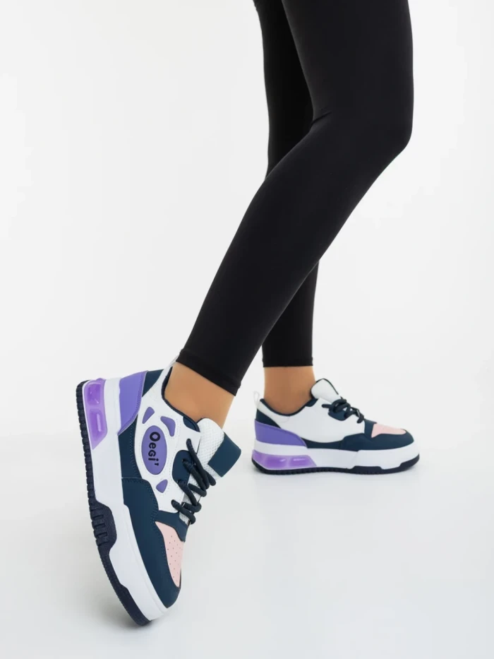 Pantofi sport dama mov cu alb din piele ecologica Aresia