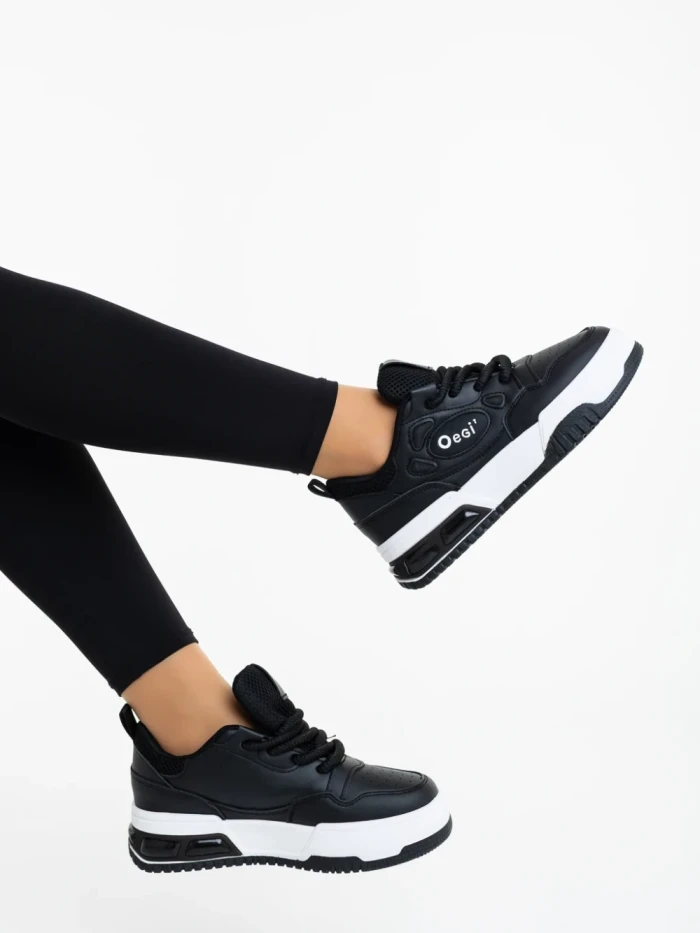 Pantofi sport dama negri cu alb din piele ecologica Aresia