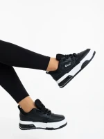 Pantofi sport dama negri cu alb din piele ecologica Aresia