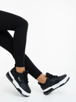 Pantofi sport dama negri cu alb din piele ecologica Aresia