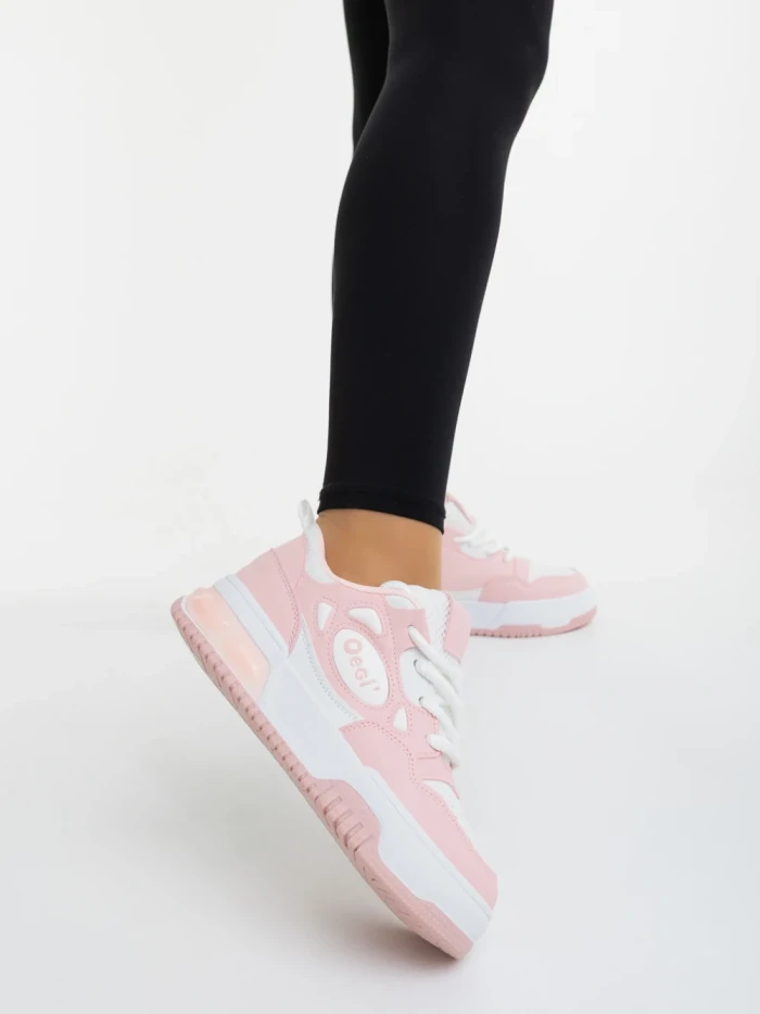 Pantofi sport dama roz cu alb din piele ecologica Aresia