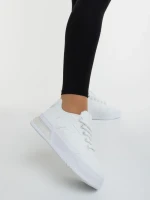 Pantofi sport dama albi din piele ecologica si material textil Sindria