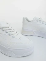 Pantofi sport dama albi din piele ecologica si material textil Sindria