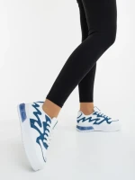 Pantofi sport dama albi cu albastru din piele ecologica si material textil Sindria