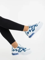 Pantofi sport dama albi cu albastru din piele ecologica si material textil Sindria