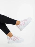 Pantofi sport dama albi cu roz din piele ecologica si material textil Sindria