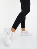 Pantofi sport dama albi cu roz din piele ecologica si material textil Sindria