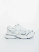 Pantofi sport dama albi cu gri din piele ecologica si material textil Revana