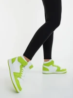 Pantofi sport dama albi cu verde din piele ecologica Reneva