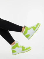 Pantofi sport dama albi cu verde din piele ecologica Reneva