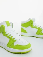 Pantofi sport dama albi cu verde din piele ecologica Reneva