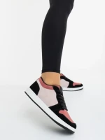 Pantofi sport dama roz cu negru din piele ecologica Kinza
