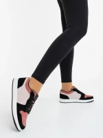 Pantofi sport dama roz cu negru din piele ecologica Kinza