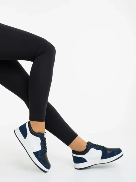 Pantofi sport dama albastri cu alb din piele ecologica Kinza
