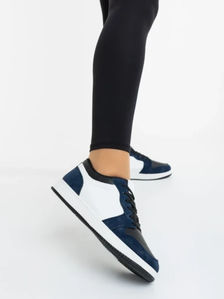 Pantofi sport dama albastri cu alb din piele ecologica Kinza