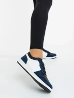 Pantofi sport dama albastri cu alb din piele ecologica Kinza