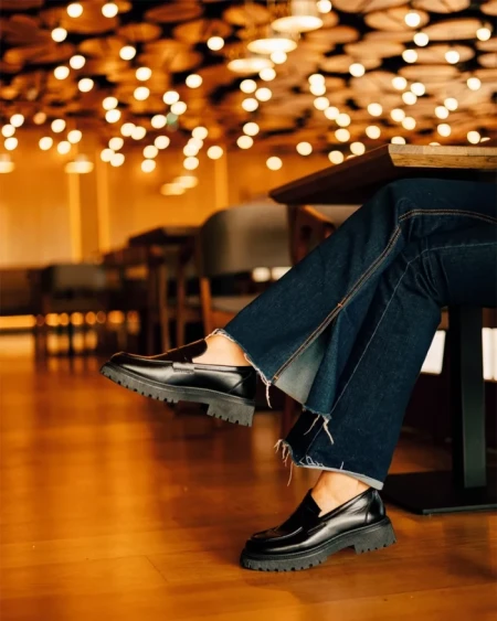 Mocasini dama negri din piele ecologica Sumira