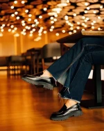 Mocasini dama negri din piele ecologica Sumira